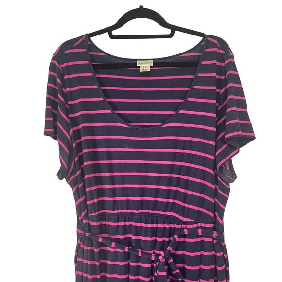 Motherhood Maternity Size 1X Blue Pink Striped Maxi Dress - Picture 2 of 5